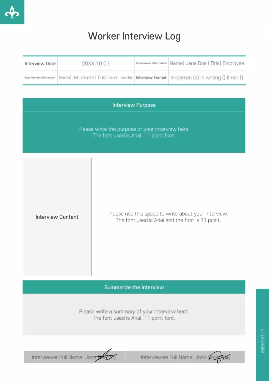 Tài liệu phỏng vấn tối thiểu Teal