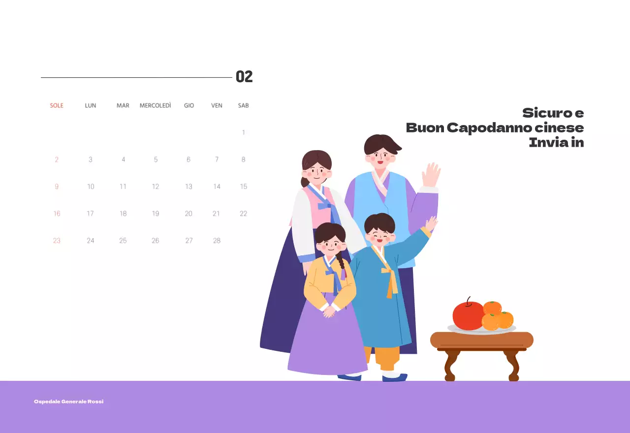 Un ospedale festivo con illustrazioni a tema salute e famiglia e accenti colorati