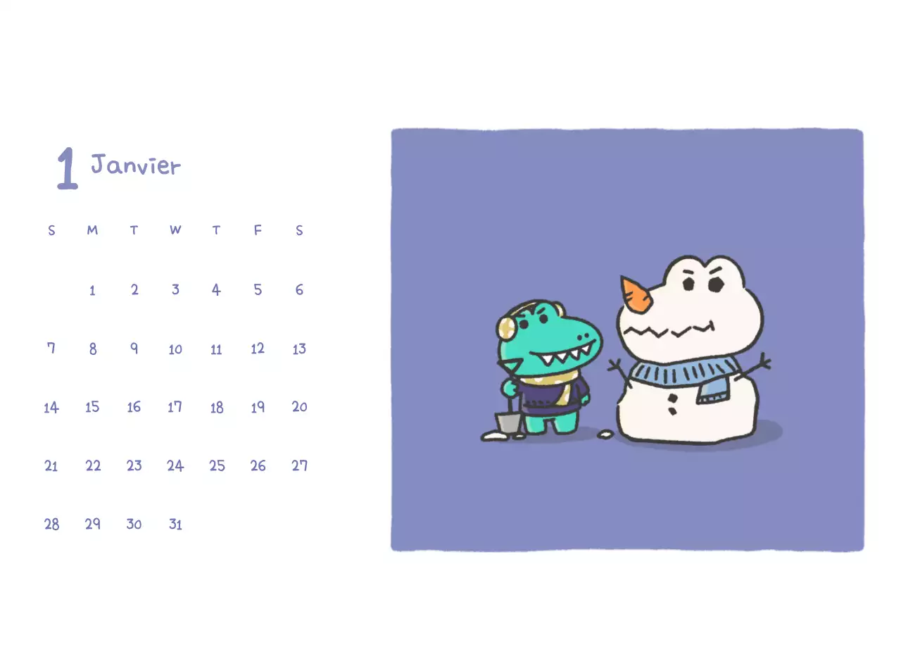 Un calendrier avec un concept d'illustration Ago mignon