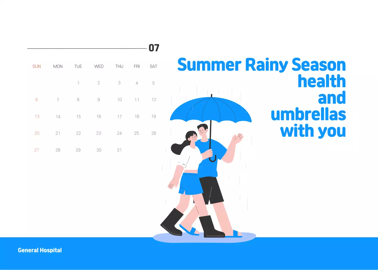 A holiday hospital with health and family themed illustrations and colorful accents