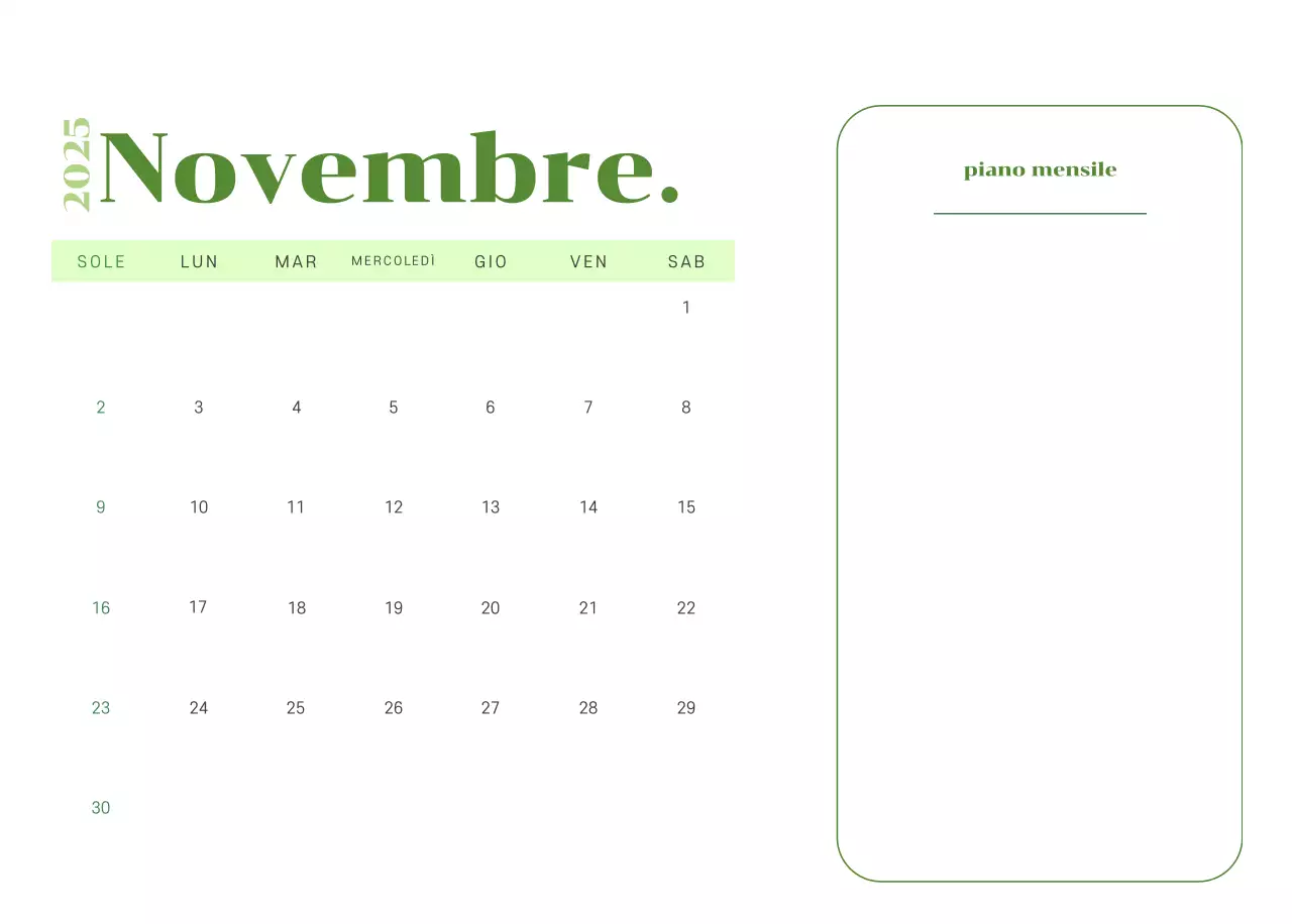 Calendario con illustrazioni giovanili su sfondo giallo-verde