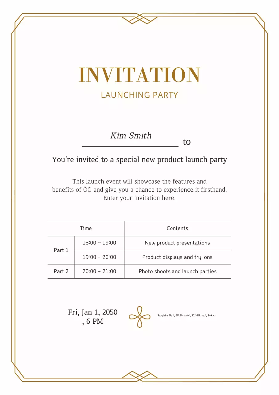 Convite de produto elegante dourado
