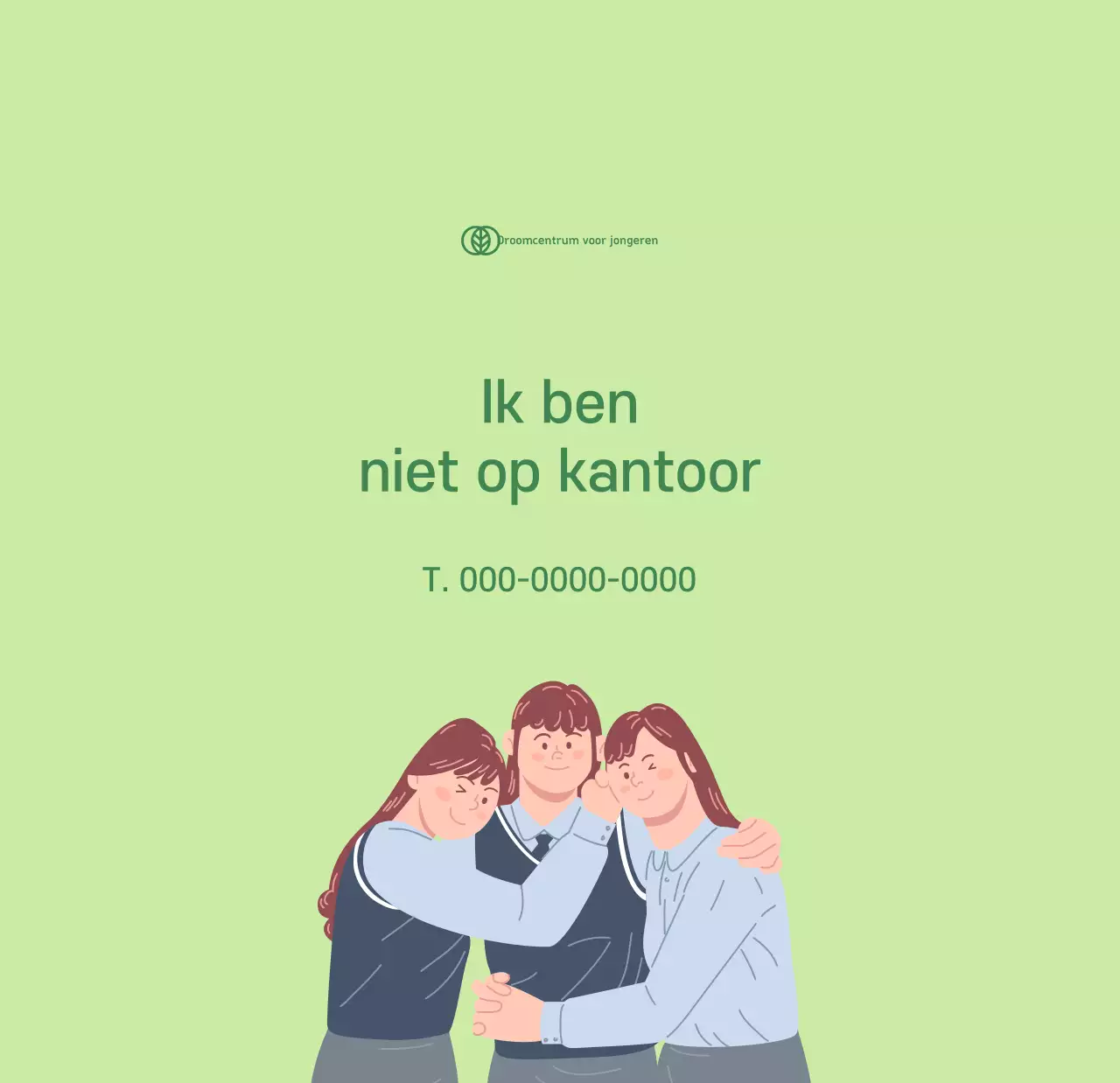 Kalender met jeugdillustraties op een geelgroene achtergrond