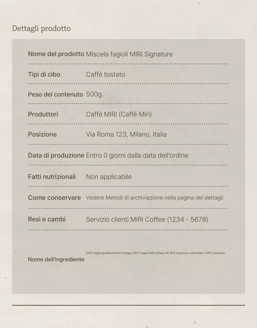 Promuovere la vendita di chicchi di caffè vintage in azzurro e marrone