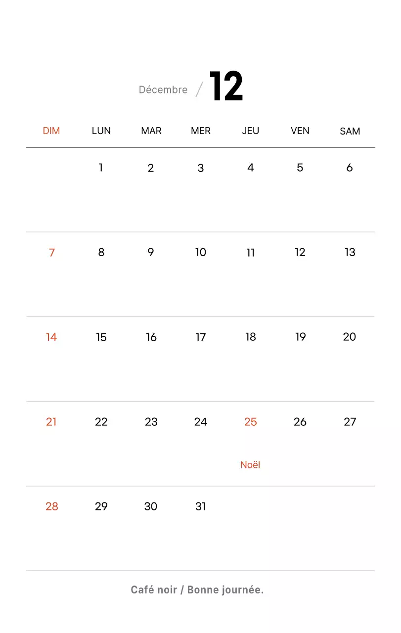 Calendrier de bureau photo simple pour les cafés dans les tons blancs