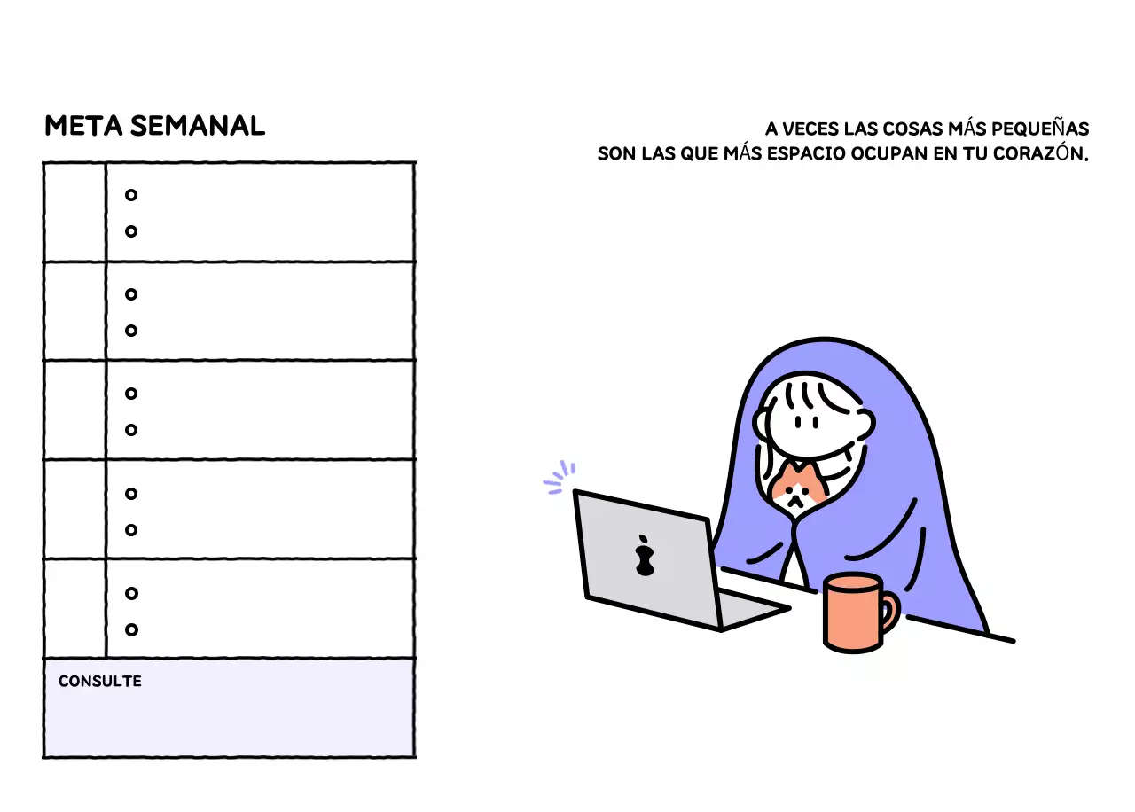 Calendario ilustrado con un bonito estilo de líneas