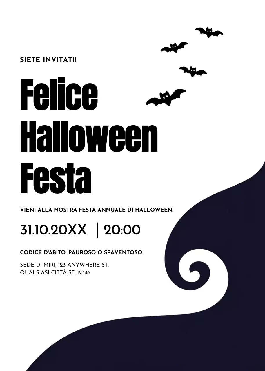 Invito alla festa di Halloween in bianco e nero