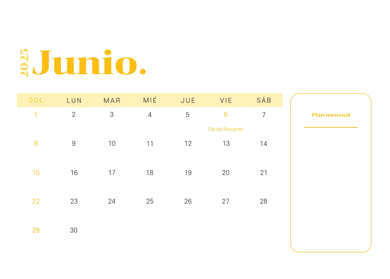 Calendario con ilustraciones juveniles sobre fondo amarillo verdoso