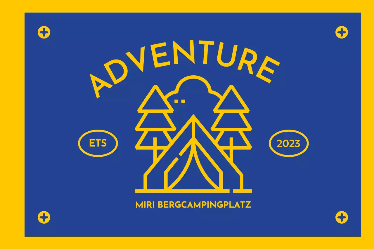 Gestaltung eines Campingplatzes mit illustrierten Symbolen