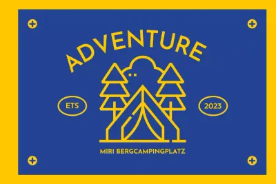 Gestaltung eines Campingplatzes mit illustrierten Symbolen