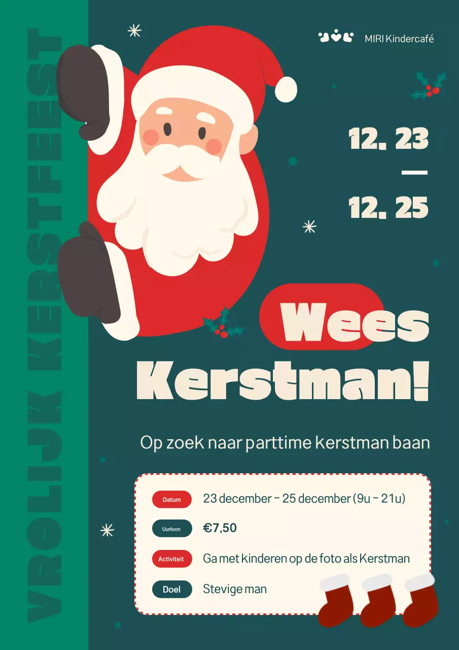 Vintage parttime kerstvacatures in rood en groen