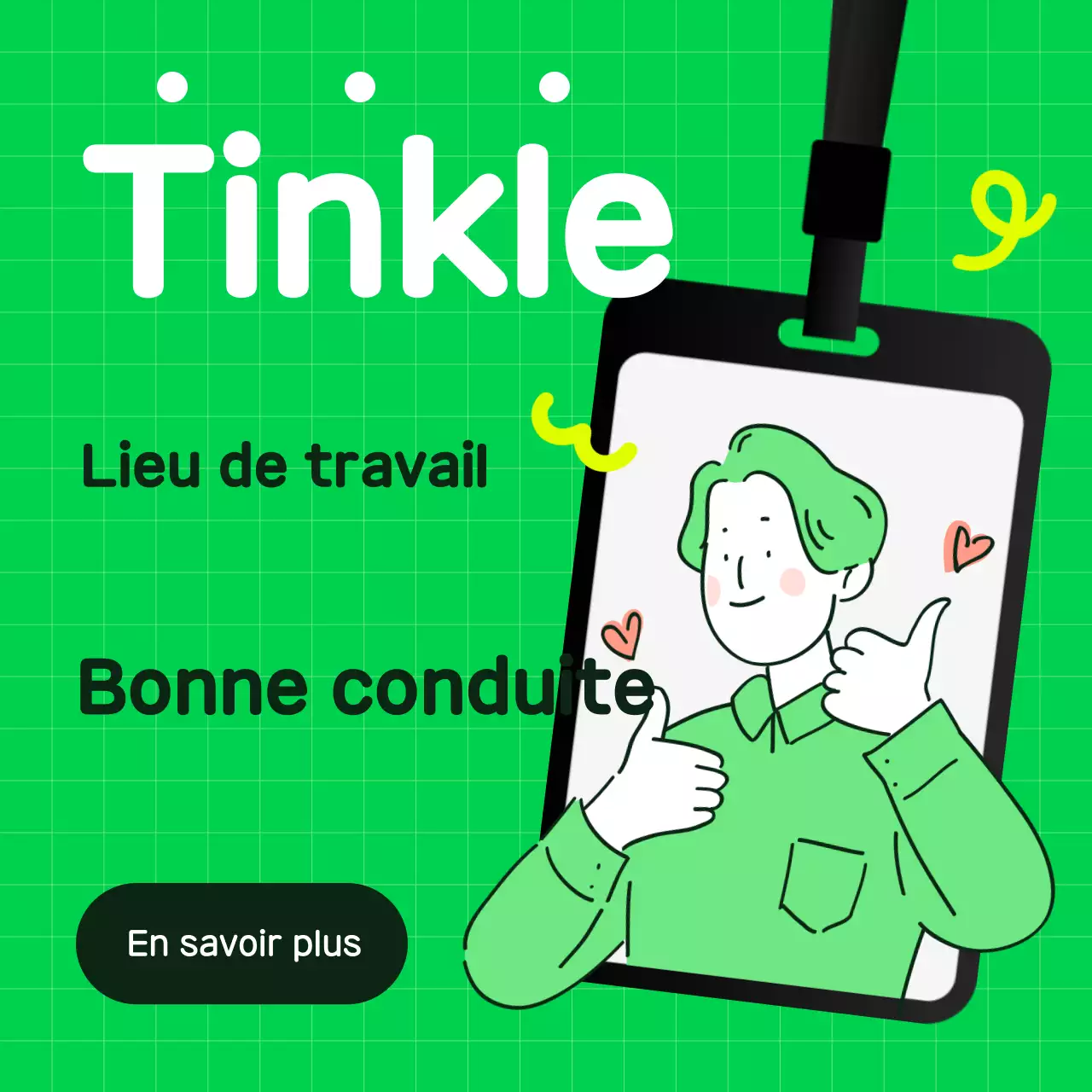 Matériel de formation à l'étiquette verte et simple sur le lieu de travail