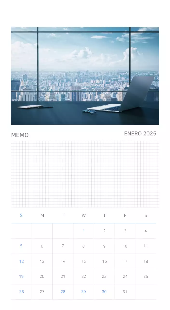 Calendario minimalista azul