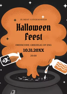 oranje retro Halloween uitnodiging