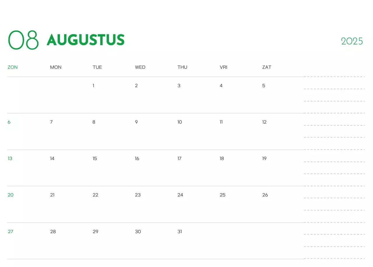 Een kalender met een puppyfoto en een schattige boodschap in groene accentkleur