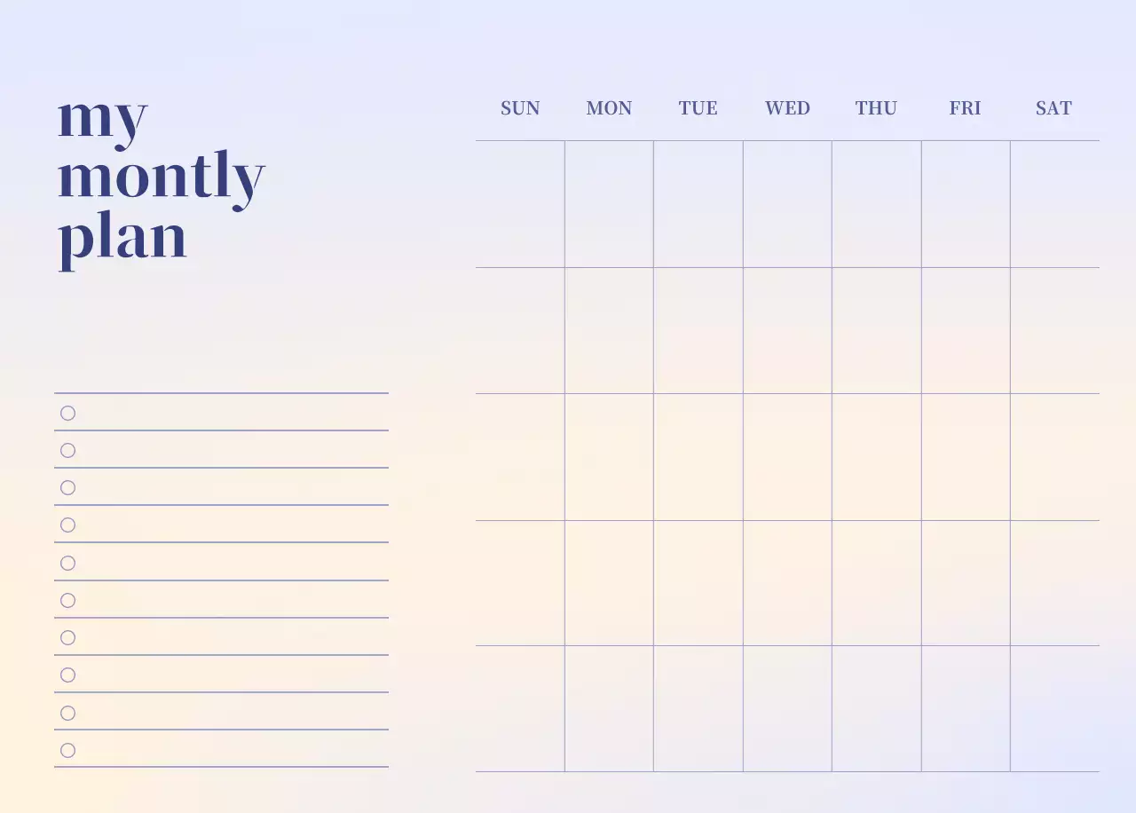 Gradient Minimalist Calendar