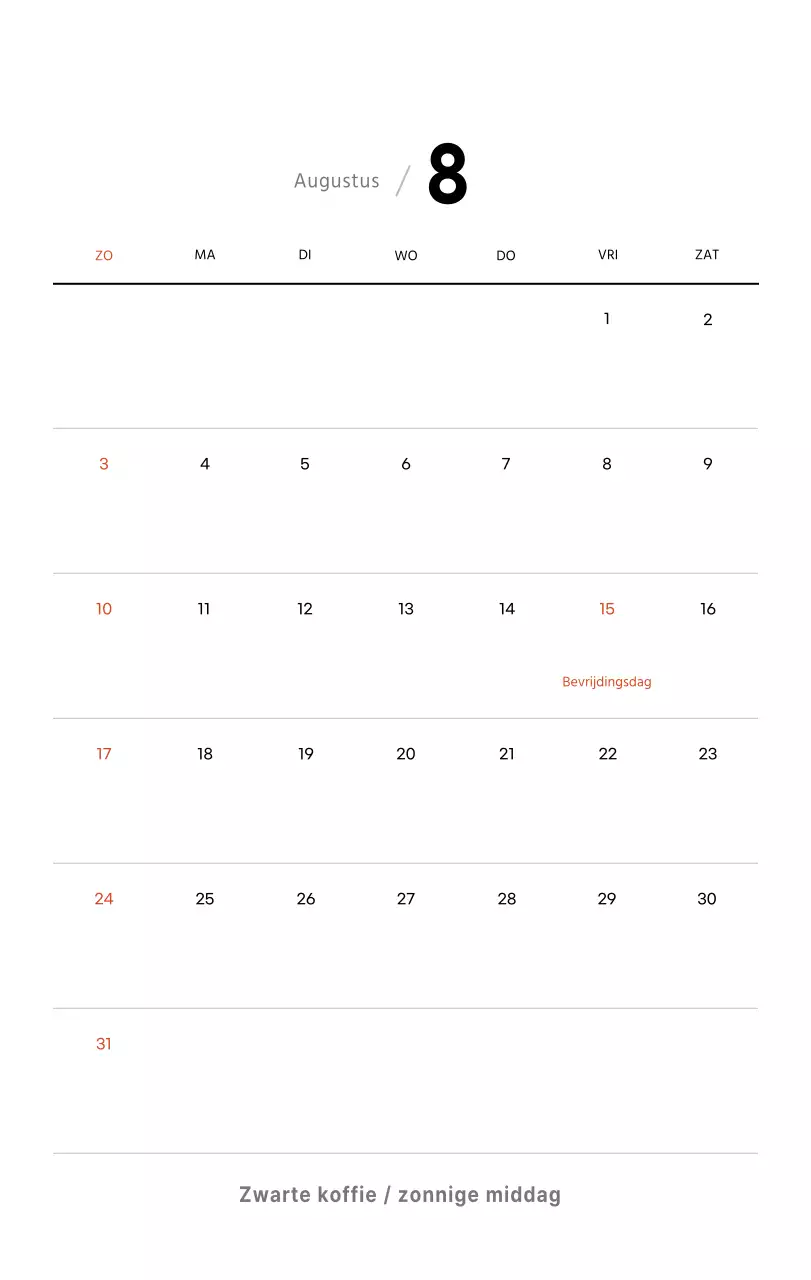 Eenvoudige bureaukalender met koffiefoto's voor cafés in witte tinten