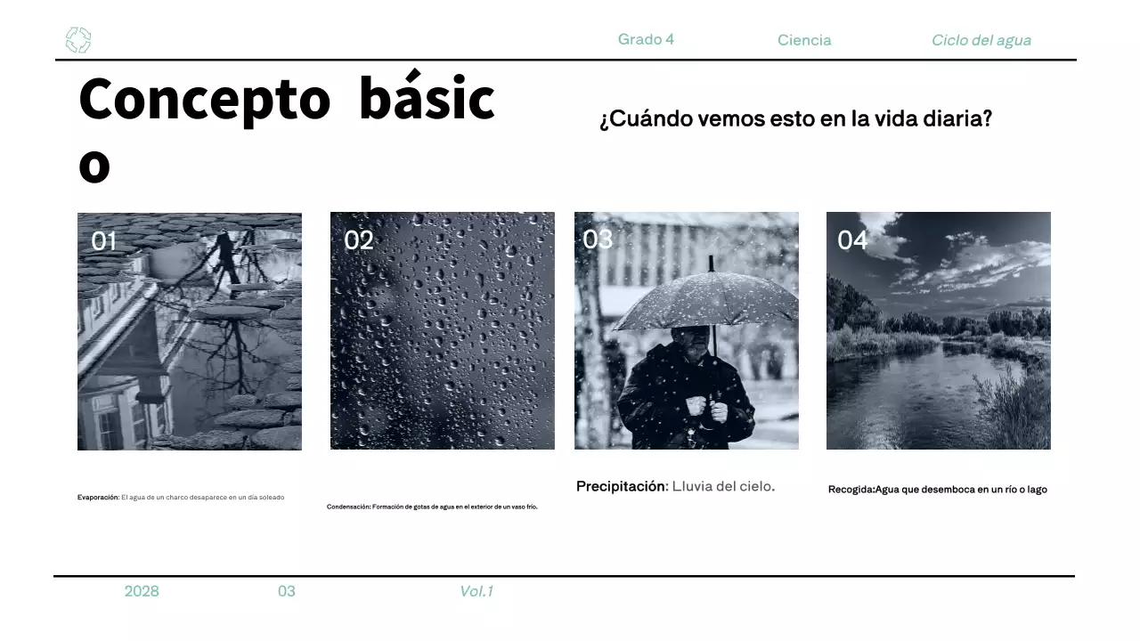 Material minimalista azul para la clase de ciencias de 4º curso