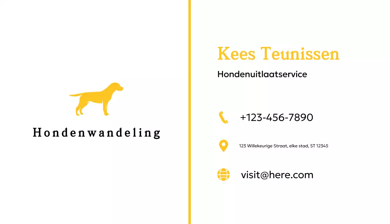geel minimaal visitekaartje huisdier