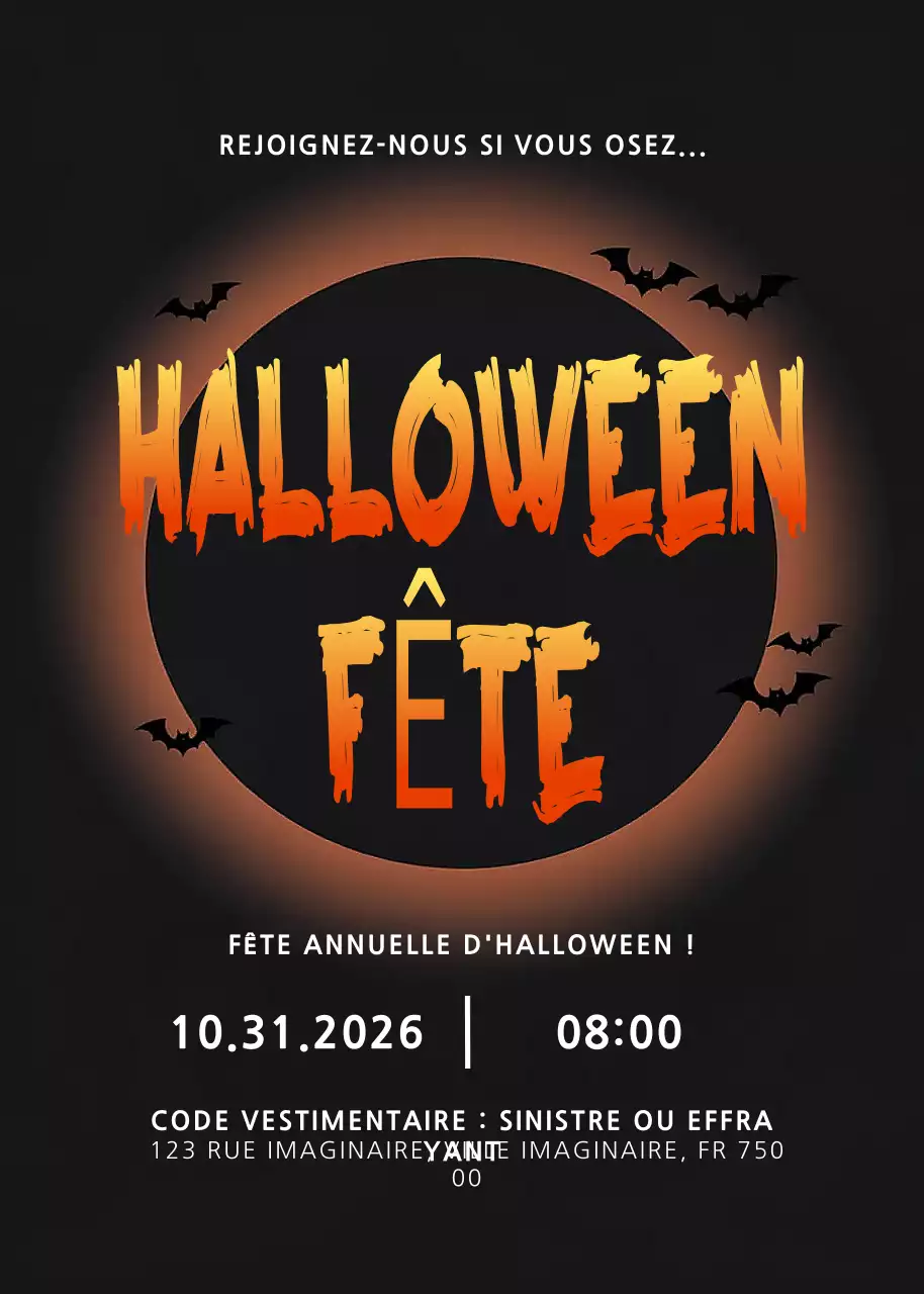 Invitation Halloween gothique orange