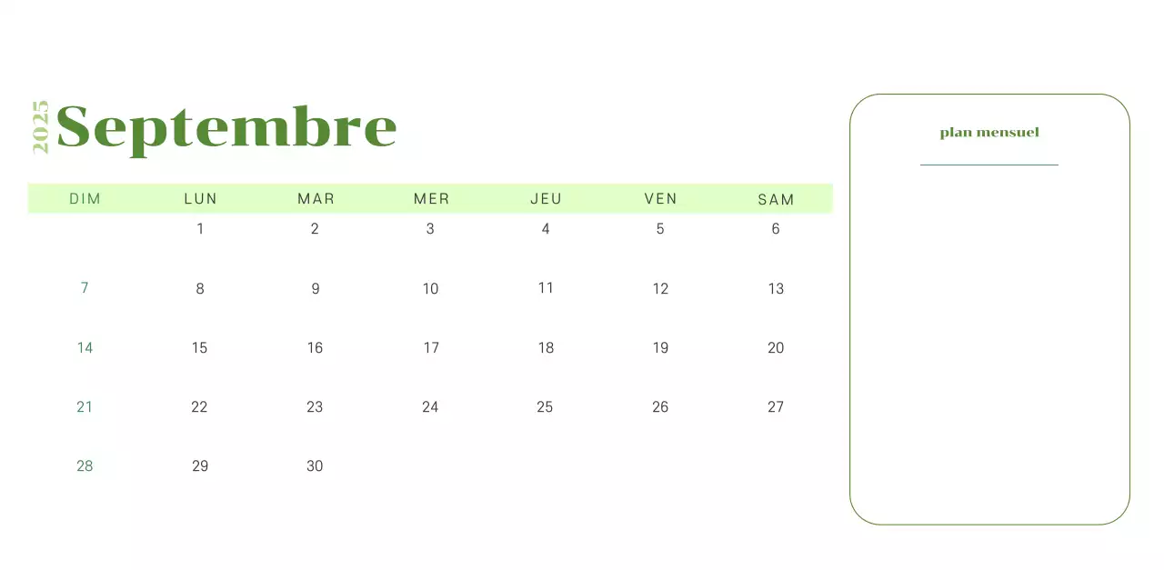 Calendrier avec illustrations de jeunes sur fond jaune-vert