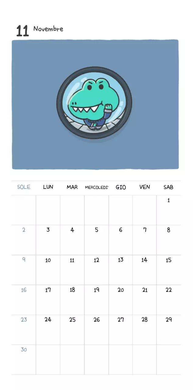 Un calendario con un simpatico concetto di illustrazione di Ago