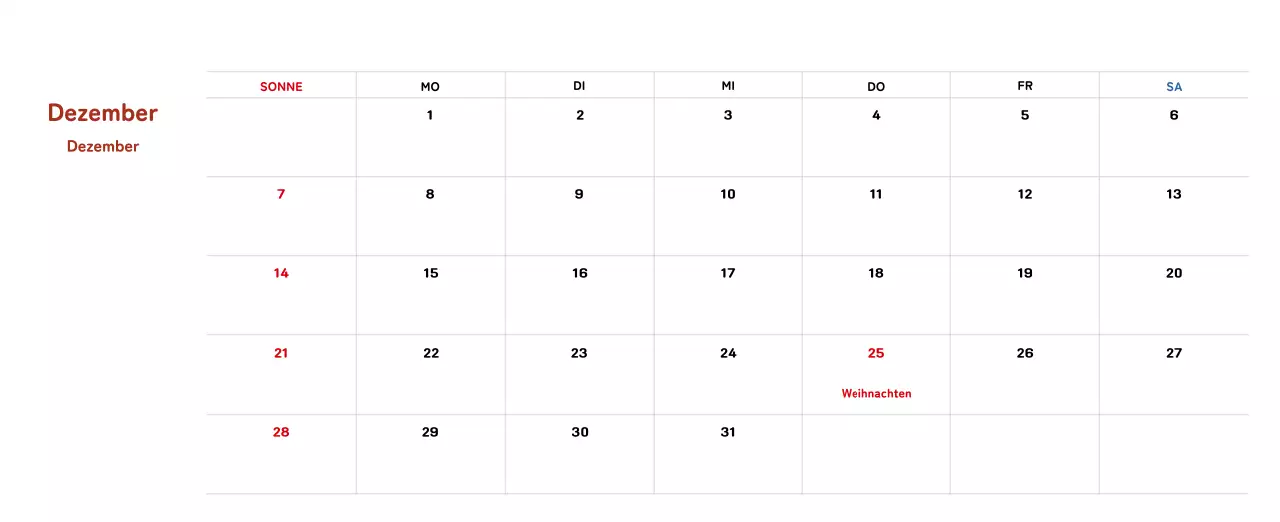 Neujahrskalender mit warmen Illustrationen