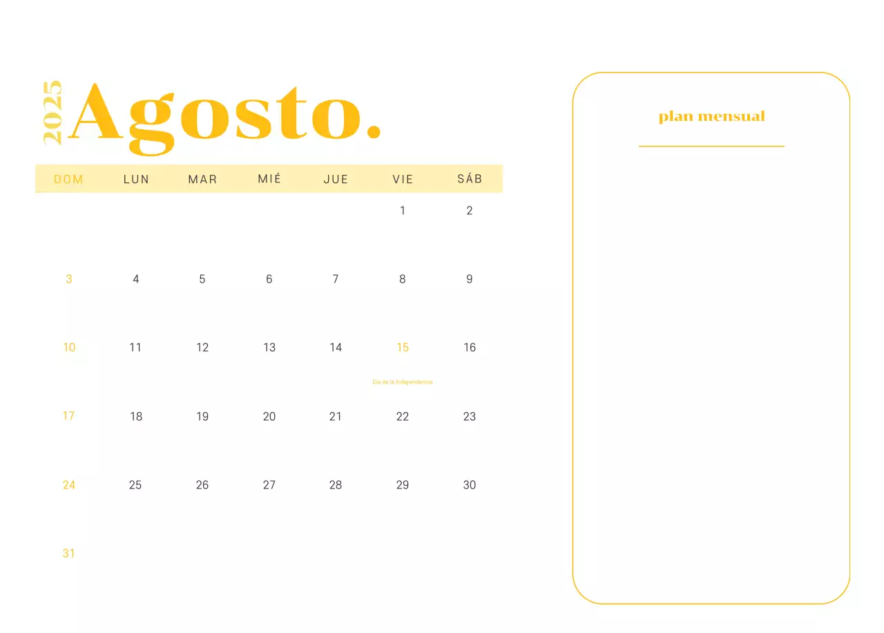 Calendario con ilustraciones juveniles sobre fondo amarillo verdoso