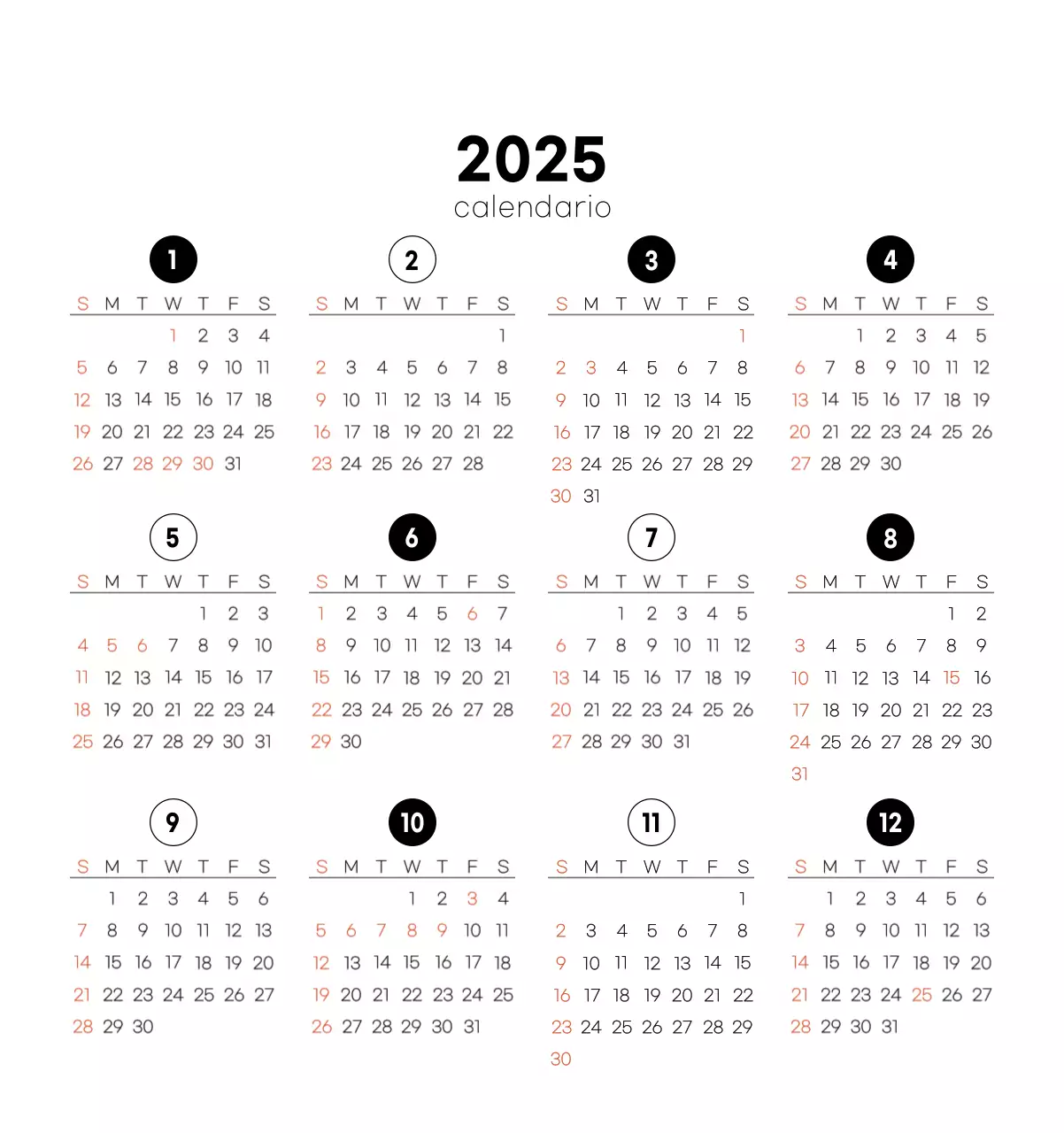 Calendario de café minimalista