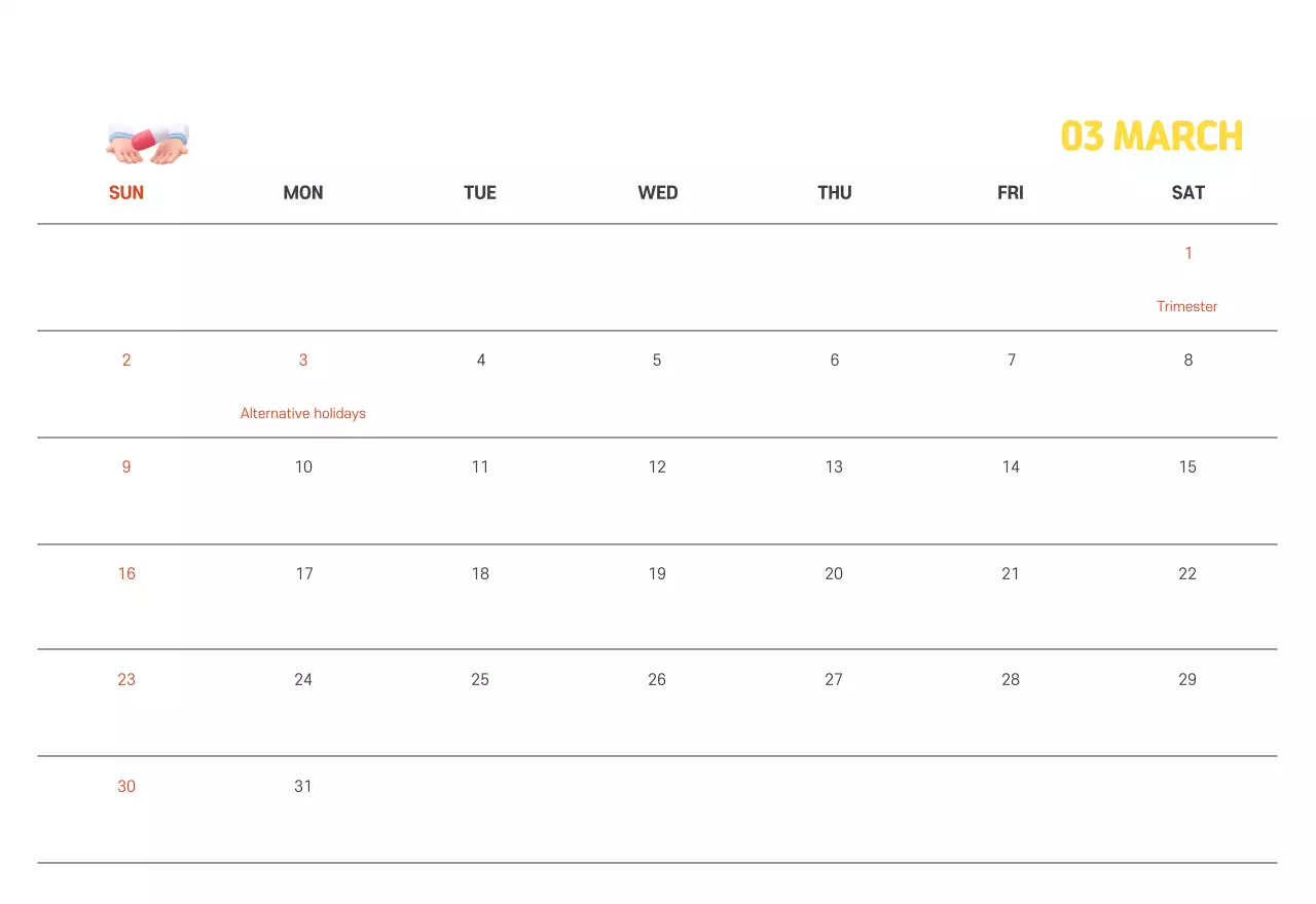 A holiday hospital with health and family themed illustrations and colorful accents