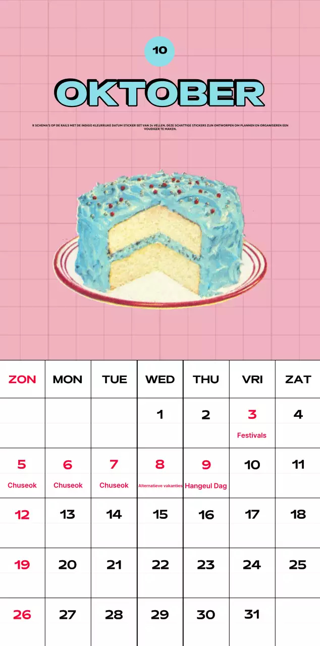 Kleurrijke kalenders met verschillende retro-illustraties