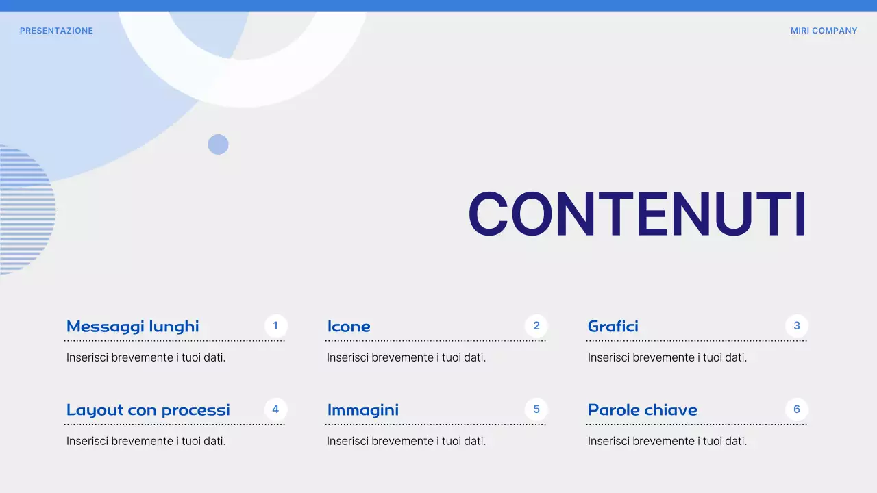 Proposta con forme semplici su sfondo blu