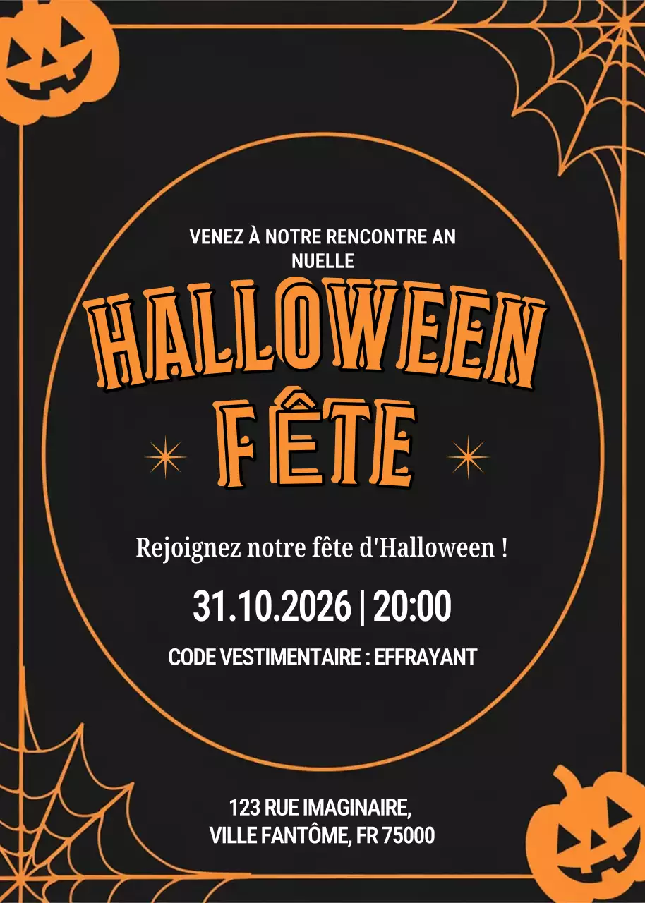 Invitation rétro orange pour Halloween
