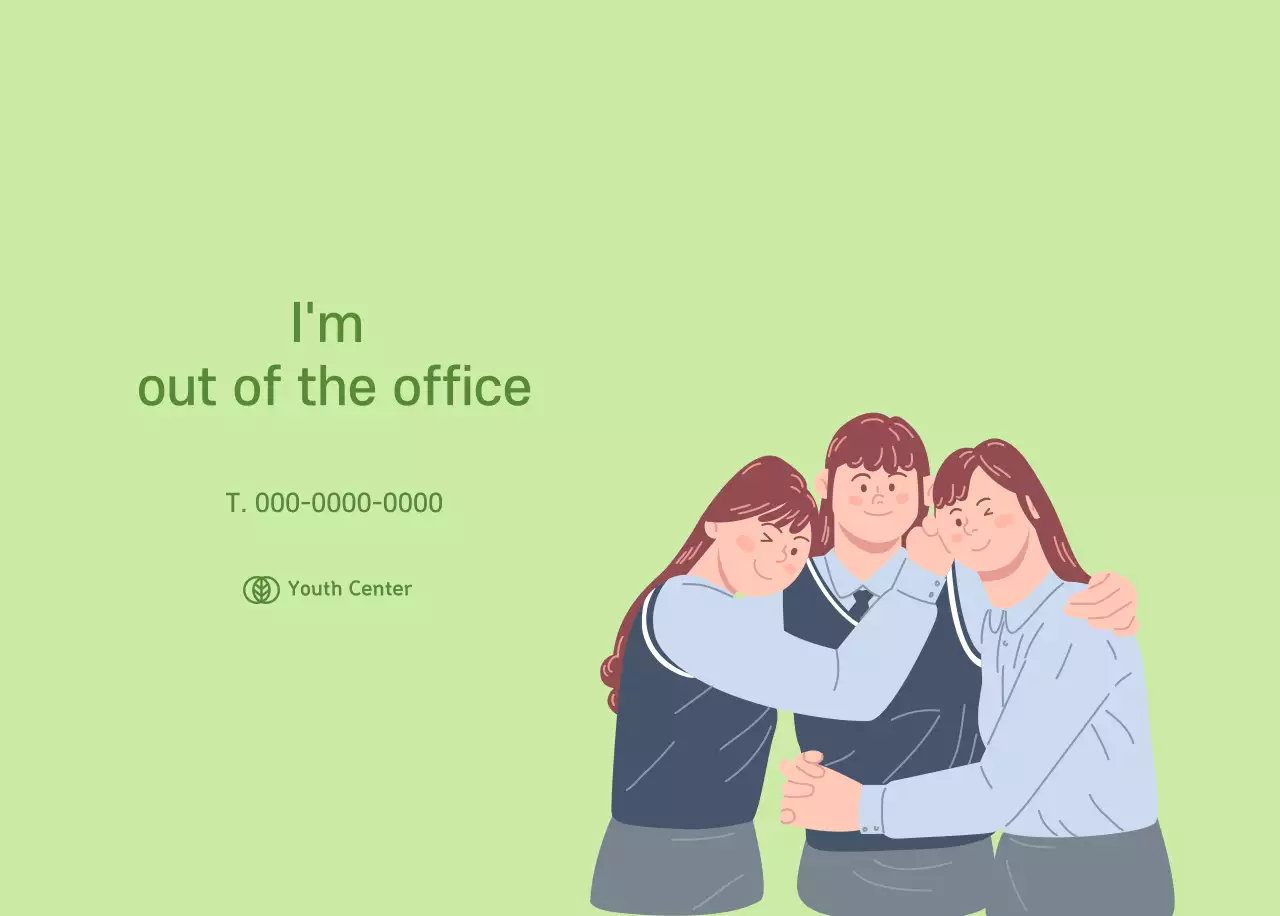 Calendar with youth illustrations on a yellow-green background