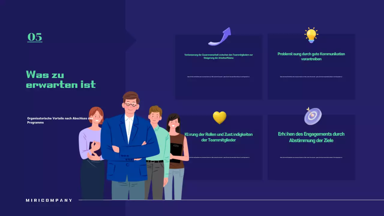 Einfacher Workshop-Vorschlag in Marineblau und Grün