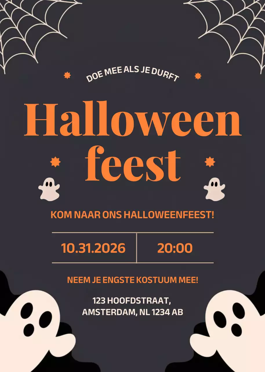Oranje Retro Halloween Uitnodiging