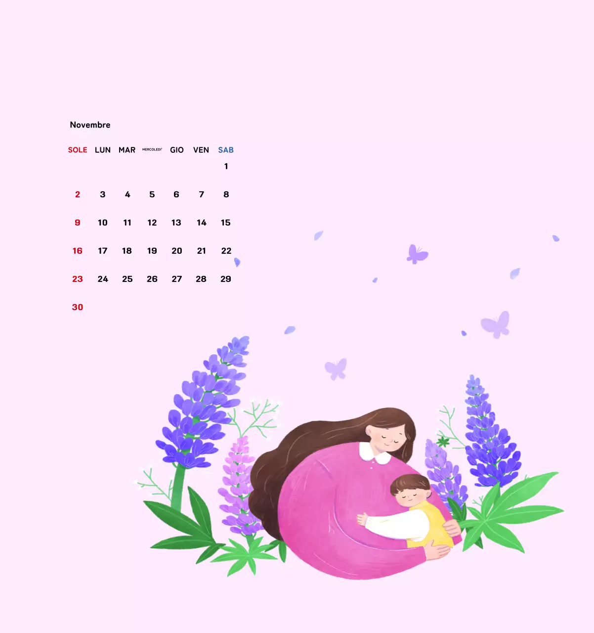 Calendario di Capodanno con una calda illustrazione