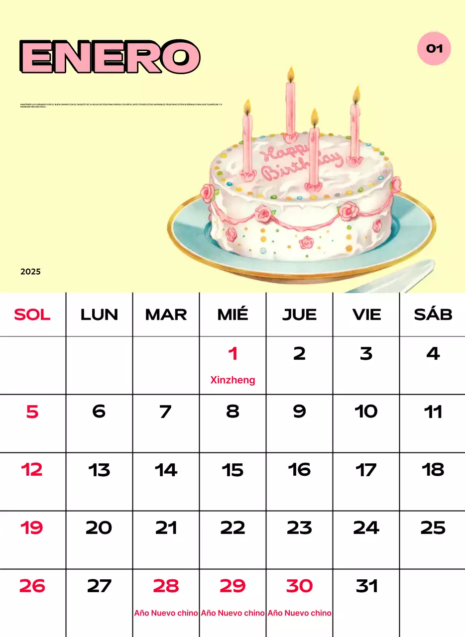 Coloridos calendarios con diversas ilustraciones retro