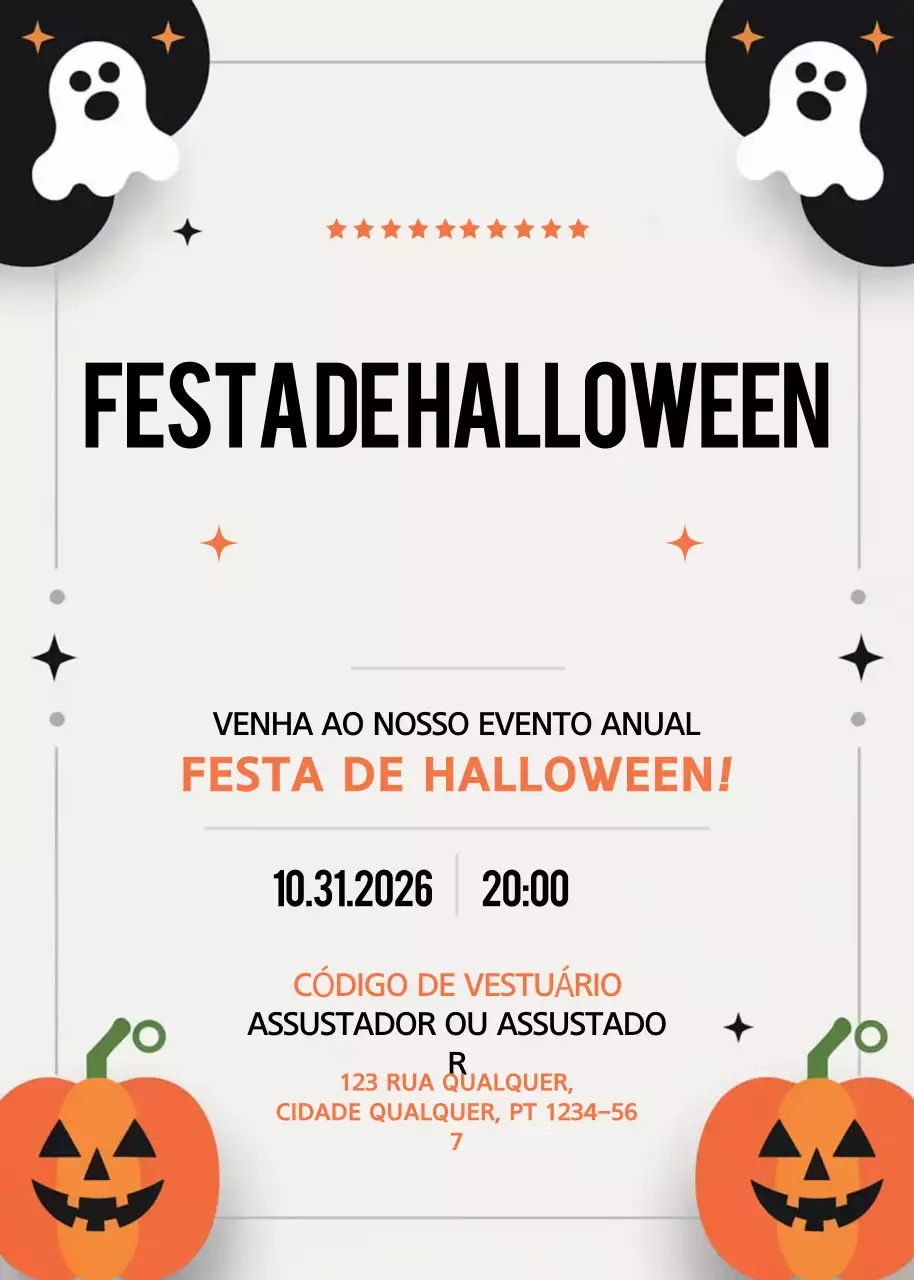 Convite de Halloween laranja retro