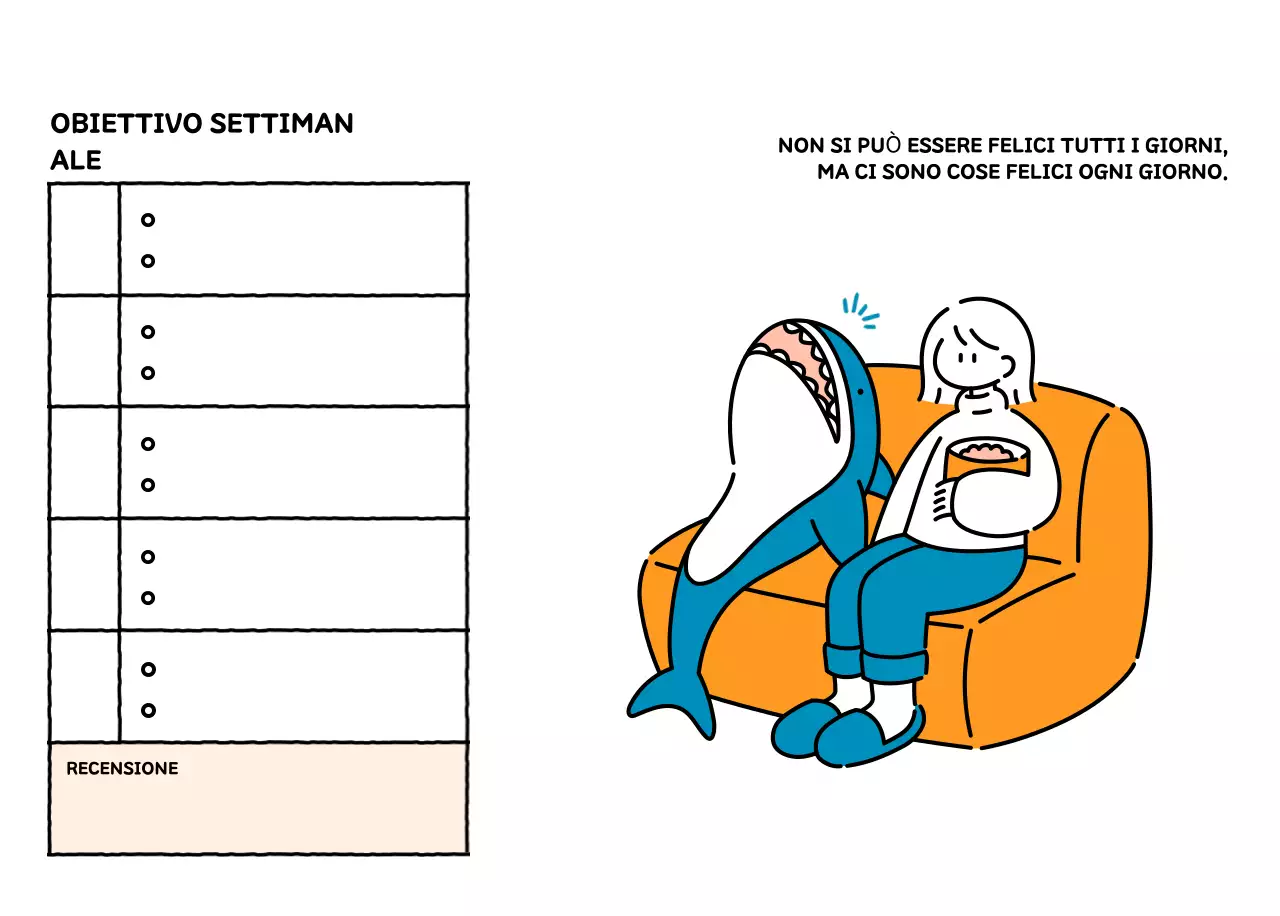 Calendario illustrato con un grazioso stile di linee