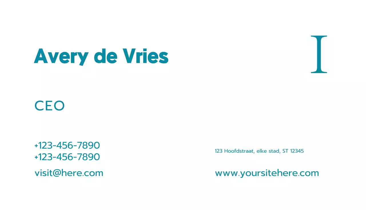 groenblauw minimalistisch visitekaartje
