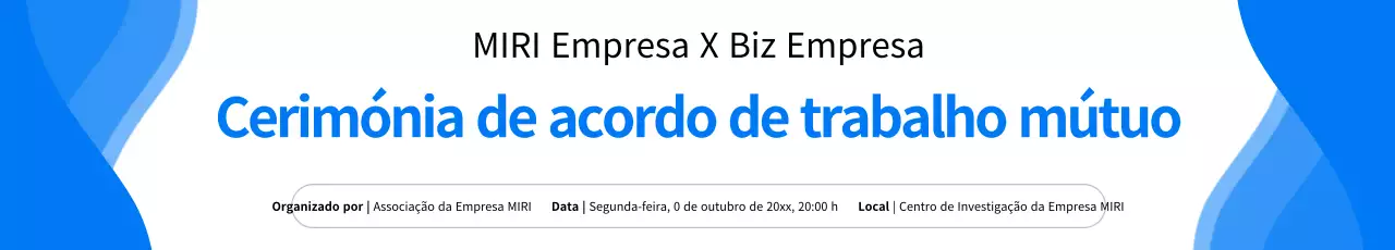 Promover uma cerimónia simples de acordo de trabalho colaborativo azul e branco