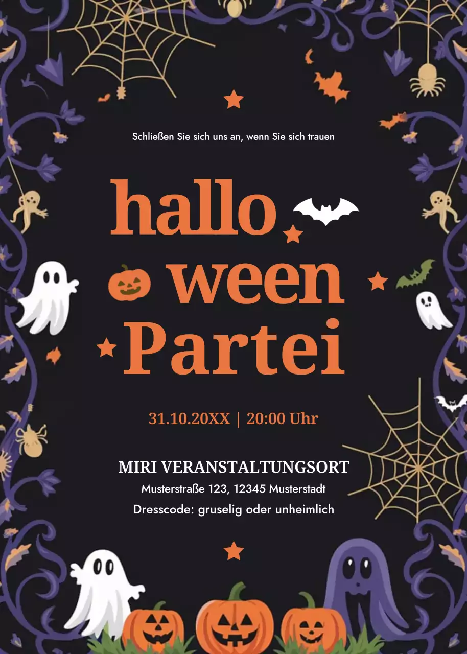 schwarze Gothic-Halloween-Einladung