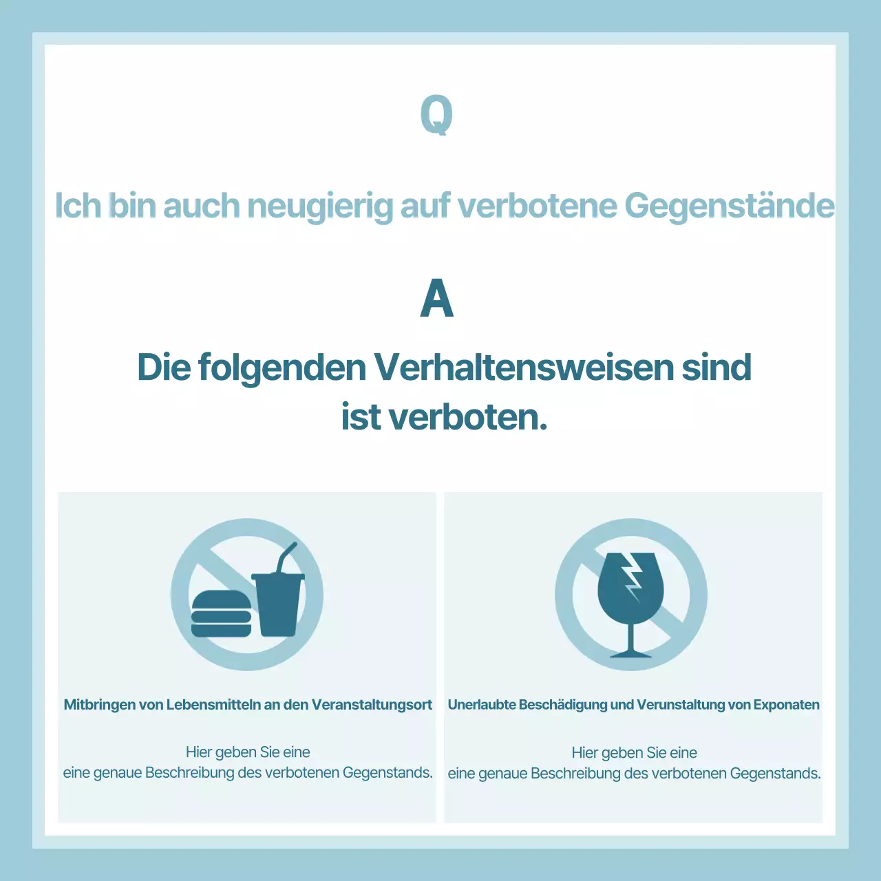 Hellblaue einfache Informationsübermittlung FAQ