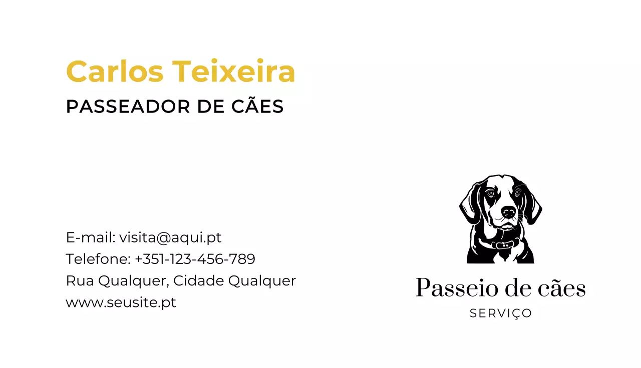cartão de visita branco minimalista para cães