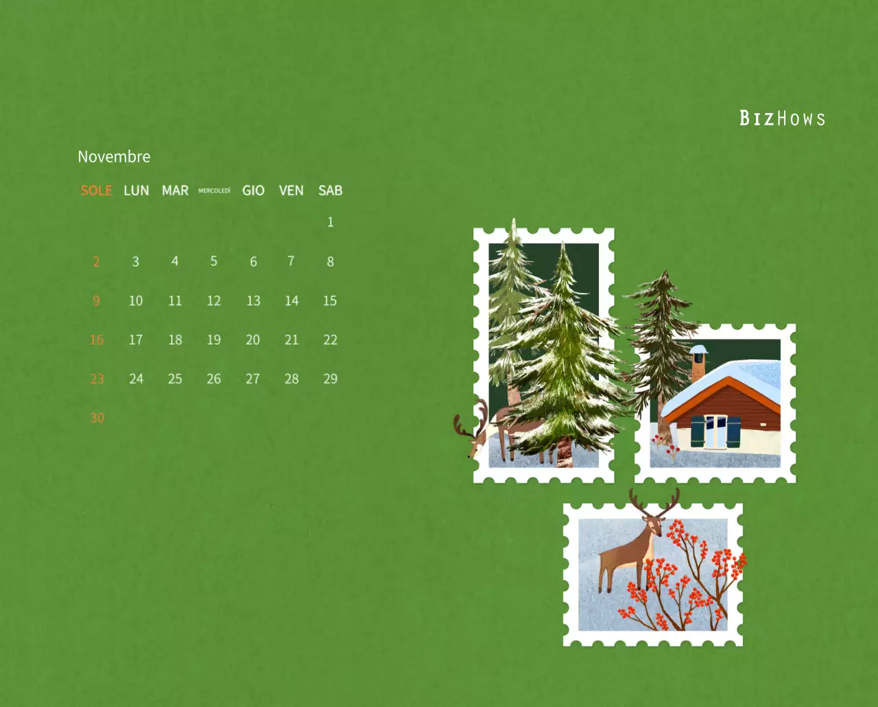 Calendario di Capodanno con una calda illustrazione