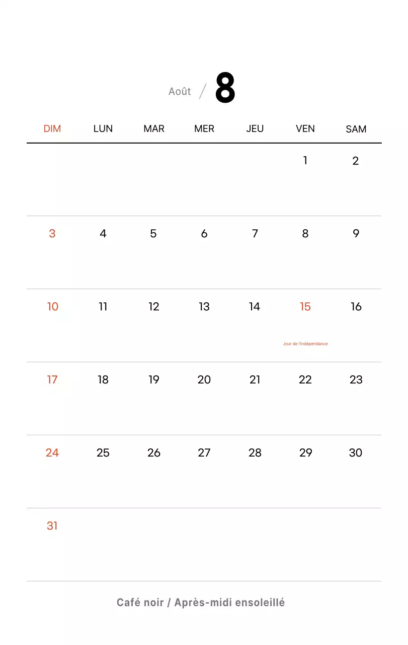 Calendrier de bureau photo simple pour les cafés dans les tons blancs