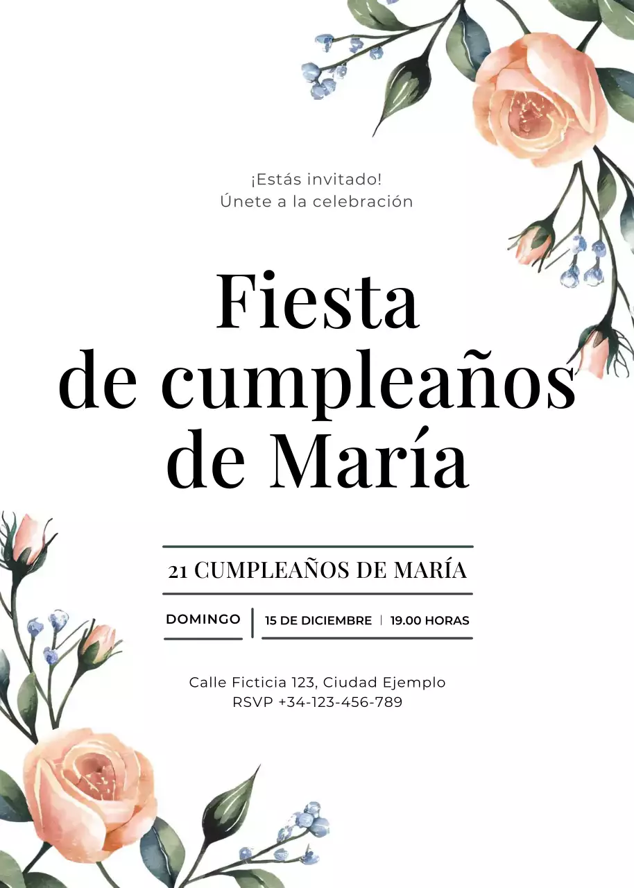 Invitación de cumpleaños naranja blanca estilo elegante