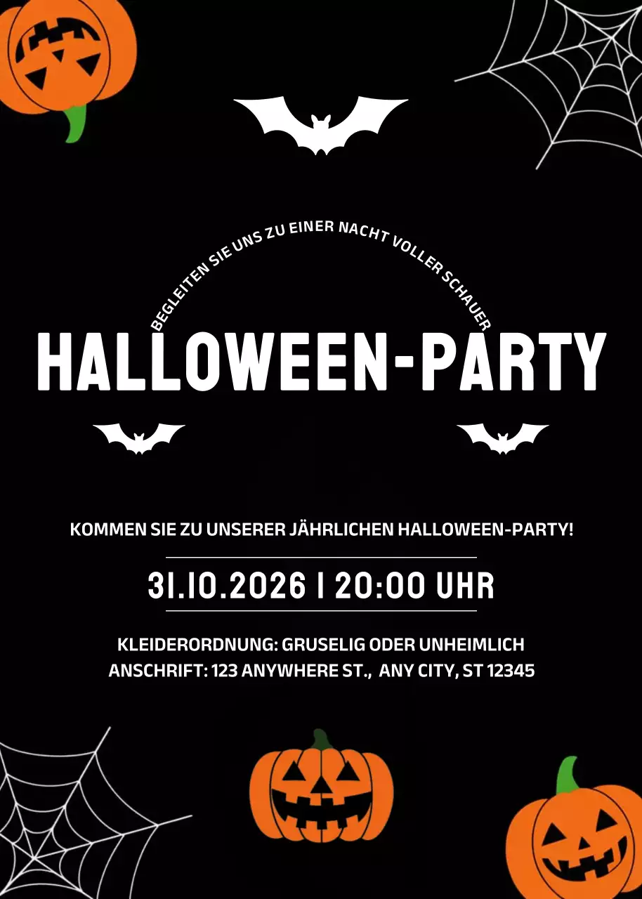 Schwarze Spooky Party-Einladung