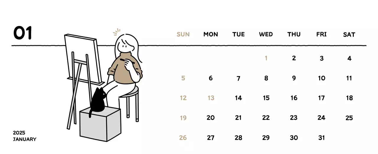 可愛らしい禅風イラストカレンダーカレンダー